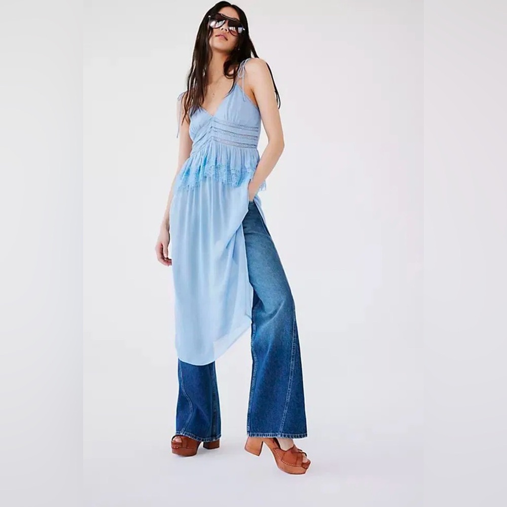 Free people kiki slip blue midi dress nwot xl